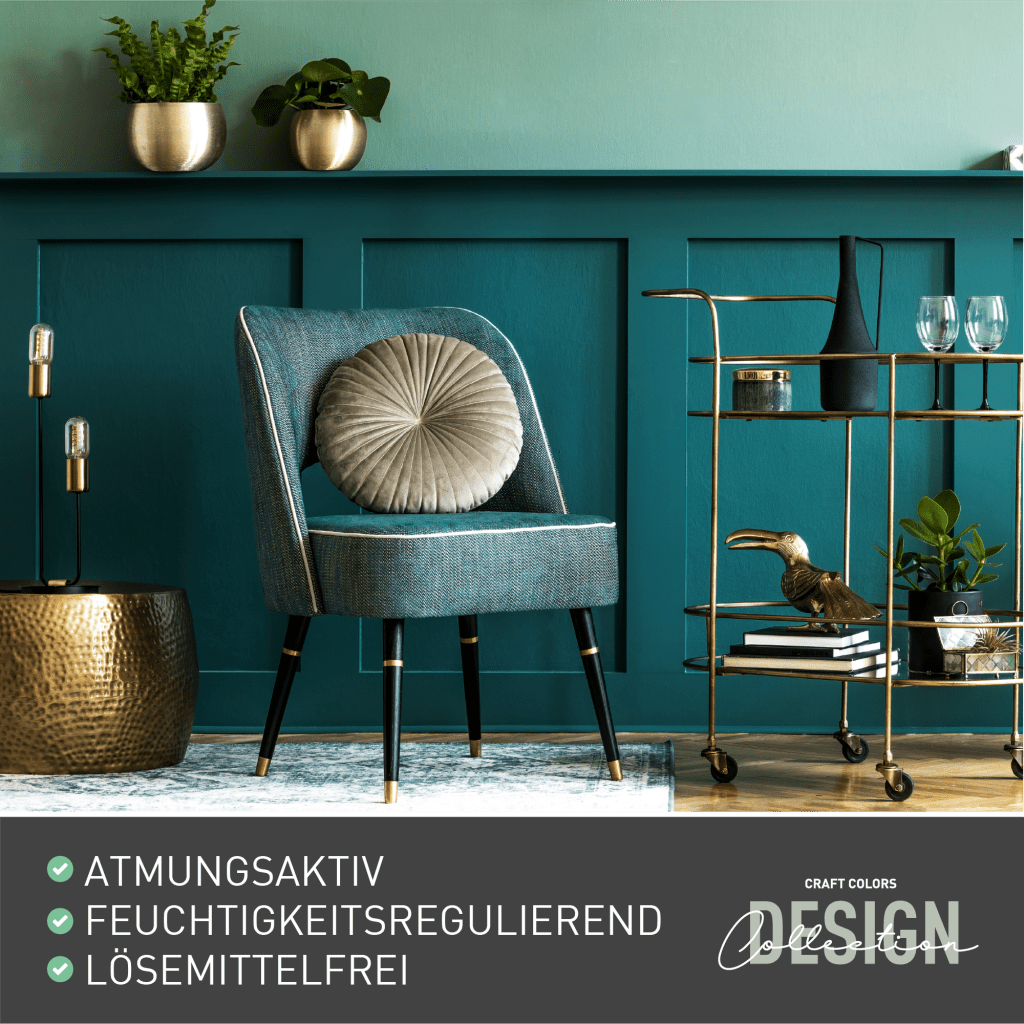 Stylish living room featuring Craft Colors Design paint with breathable, moisture-regulating, and solvent-free properties.