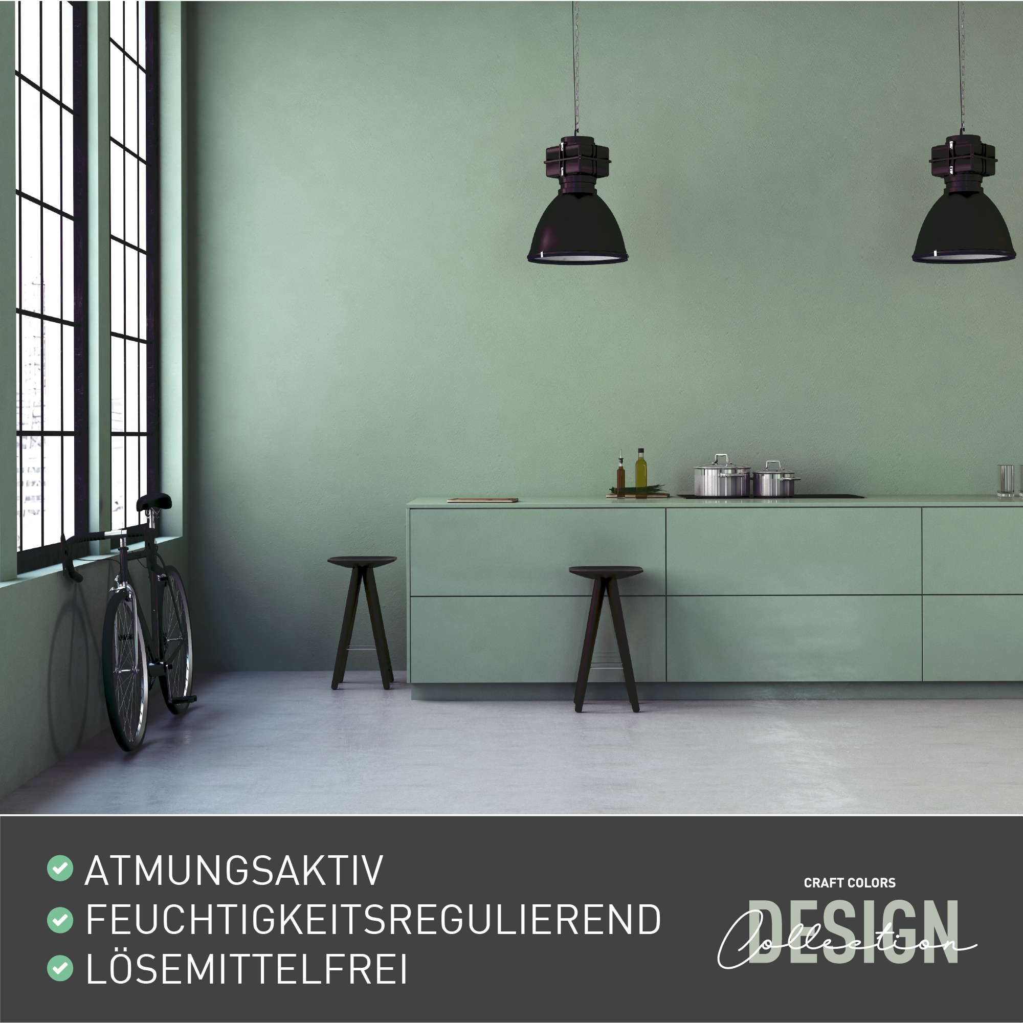 Wandfarbe edelmatt Salbeigrün No. 640 Design Collection 5L - Craft Colors