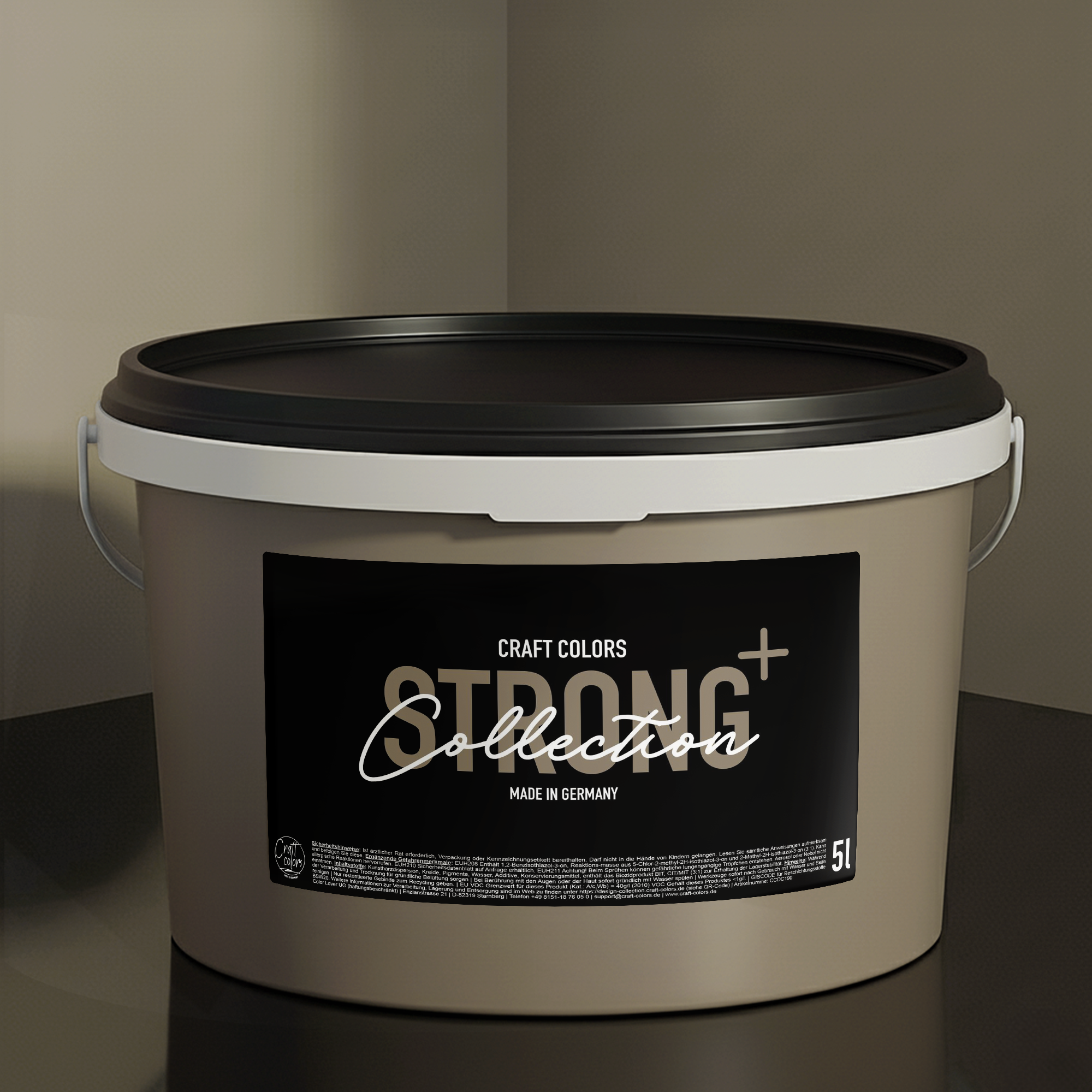 Wandfarbe edelmatt (5L) Taupe / Betongrau No. 962, Nassabriebklasse 1, Strong+ Collection