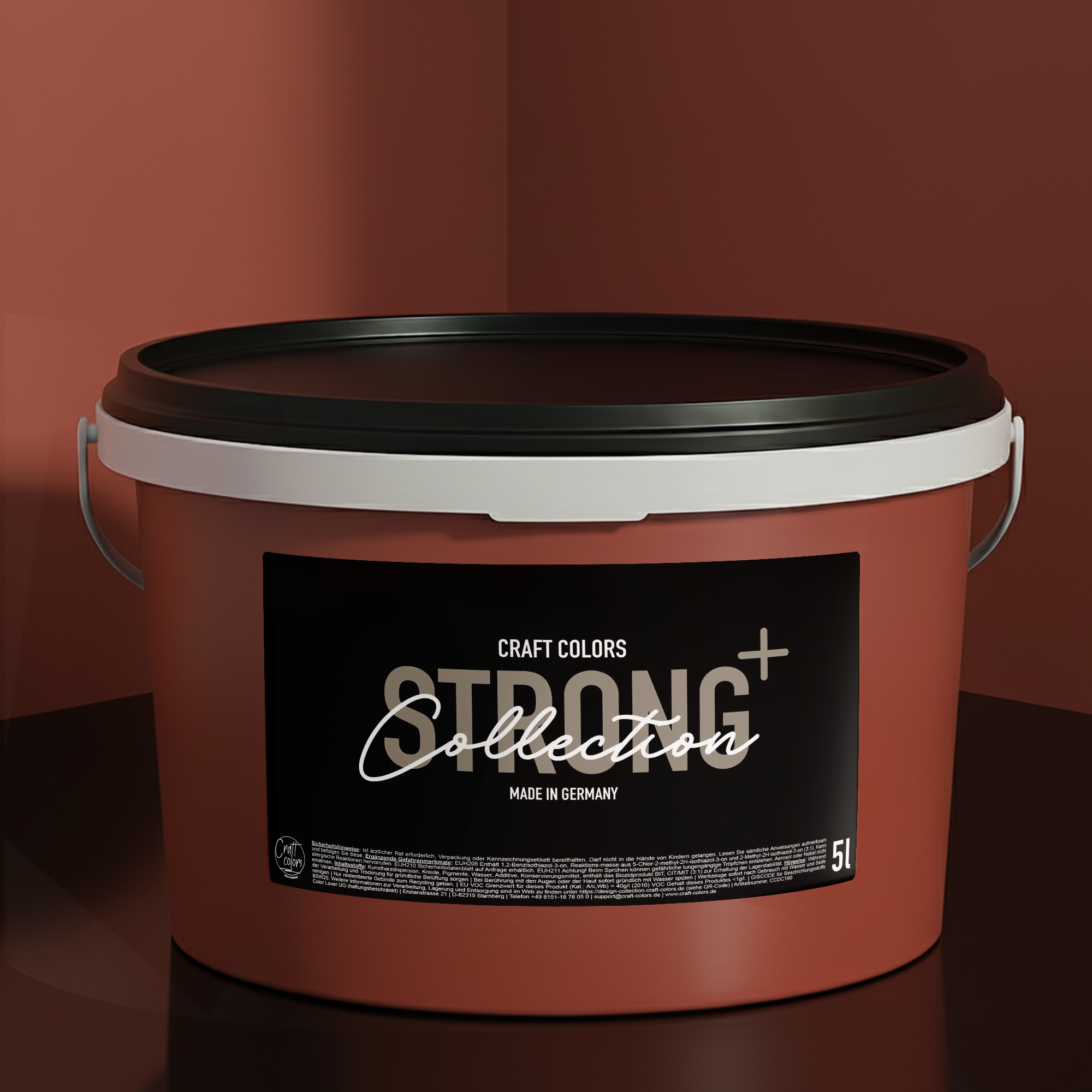 Wandfarbe Terracotta Rot No. 460,  Nassabriebklasse 1, Strong+ Collection, edelmatt 5L
