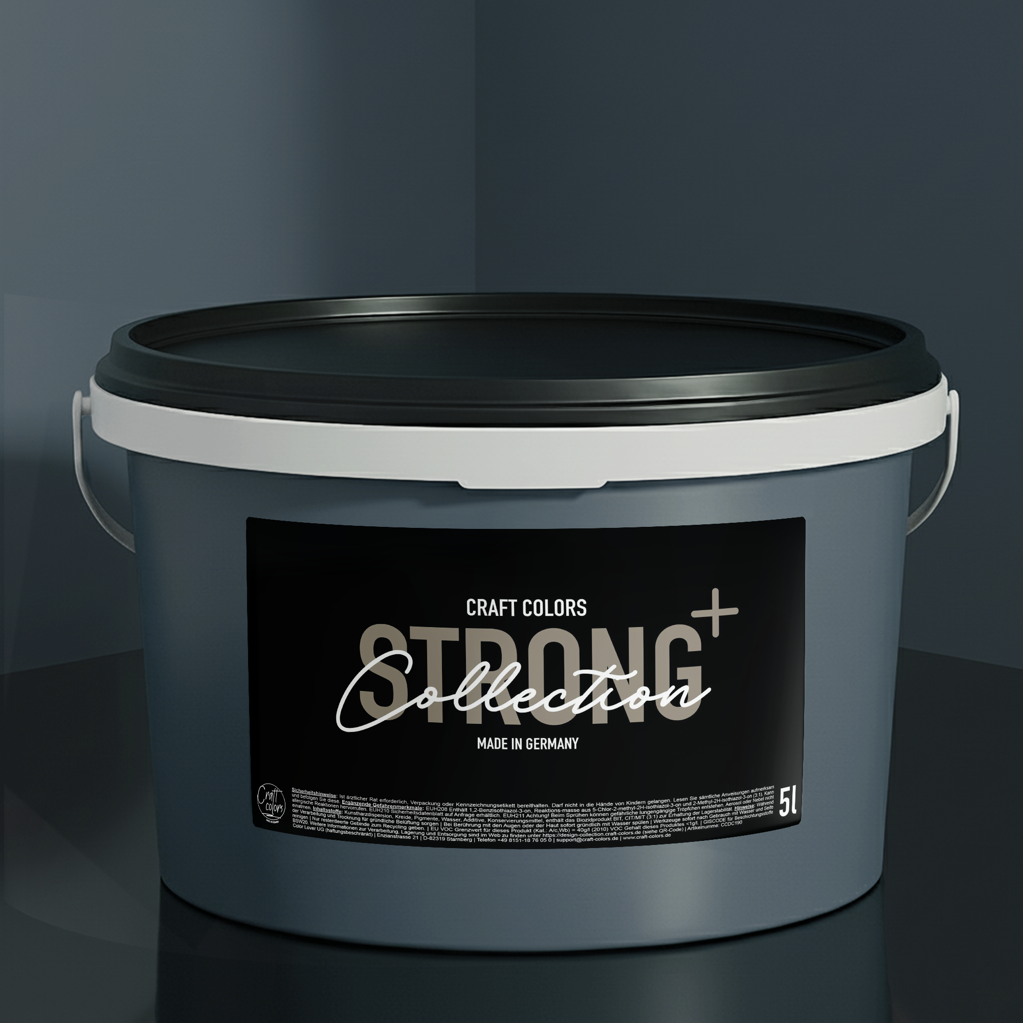 Wandfarbe edelmatt (5L) Blaugrau / Basaltblau 961  Nassabriebklasse 1 Strong+ Collection