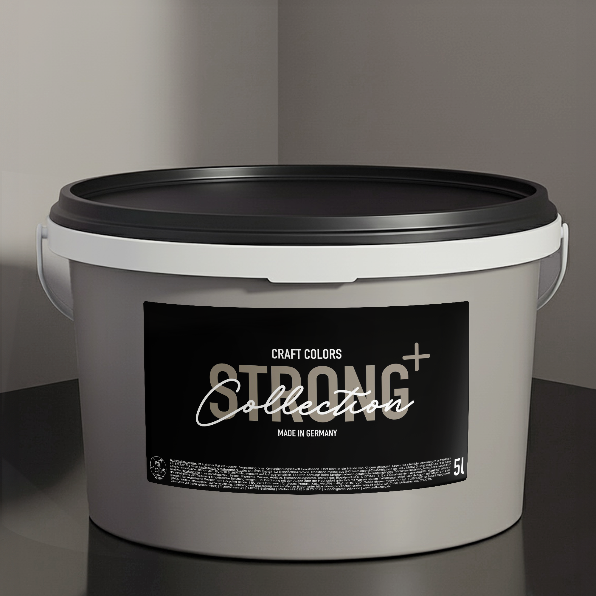 Wandfarbe edelmatt (5L) Mittelgrau / Steingrau  No. 955, Nassabriebklasse 1, Strong+ Collection