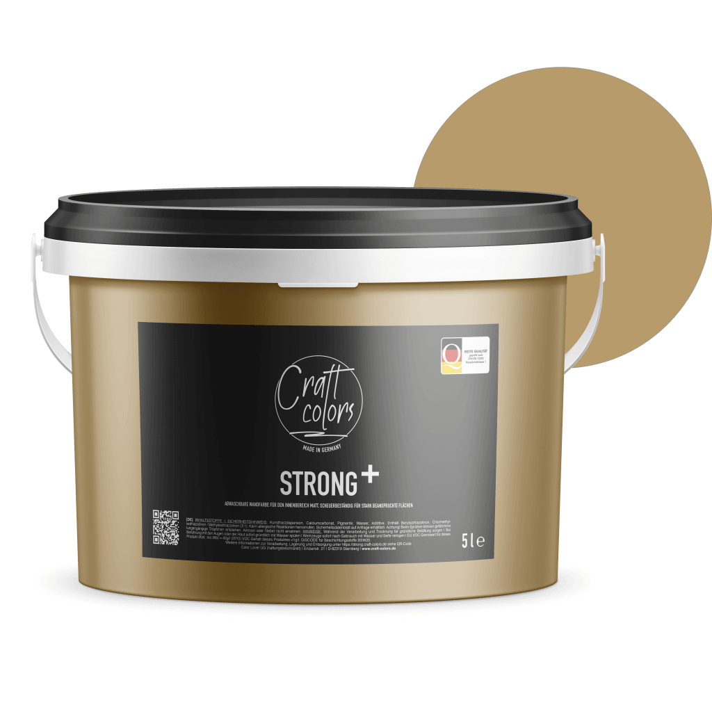 Wandfarbe Strong+ Sandstein gelb No. 959, 5 l für stark beanspruchte Flächen wie Treppenhäusern - Craft Colors