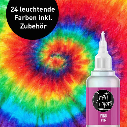 Batik Set, 24 x leuchtende Batikfarben inkl. Zubehör - Craft Colors