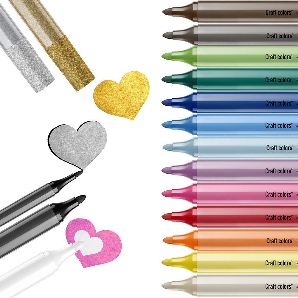 Craft colors® Acrylmarker, Acrylstifte 24er Set inkl. 2 Konturenstifte - Craft Colors